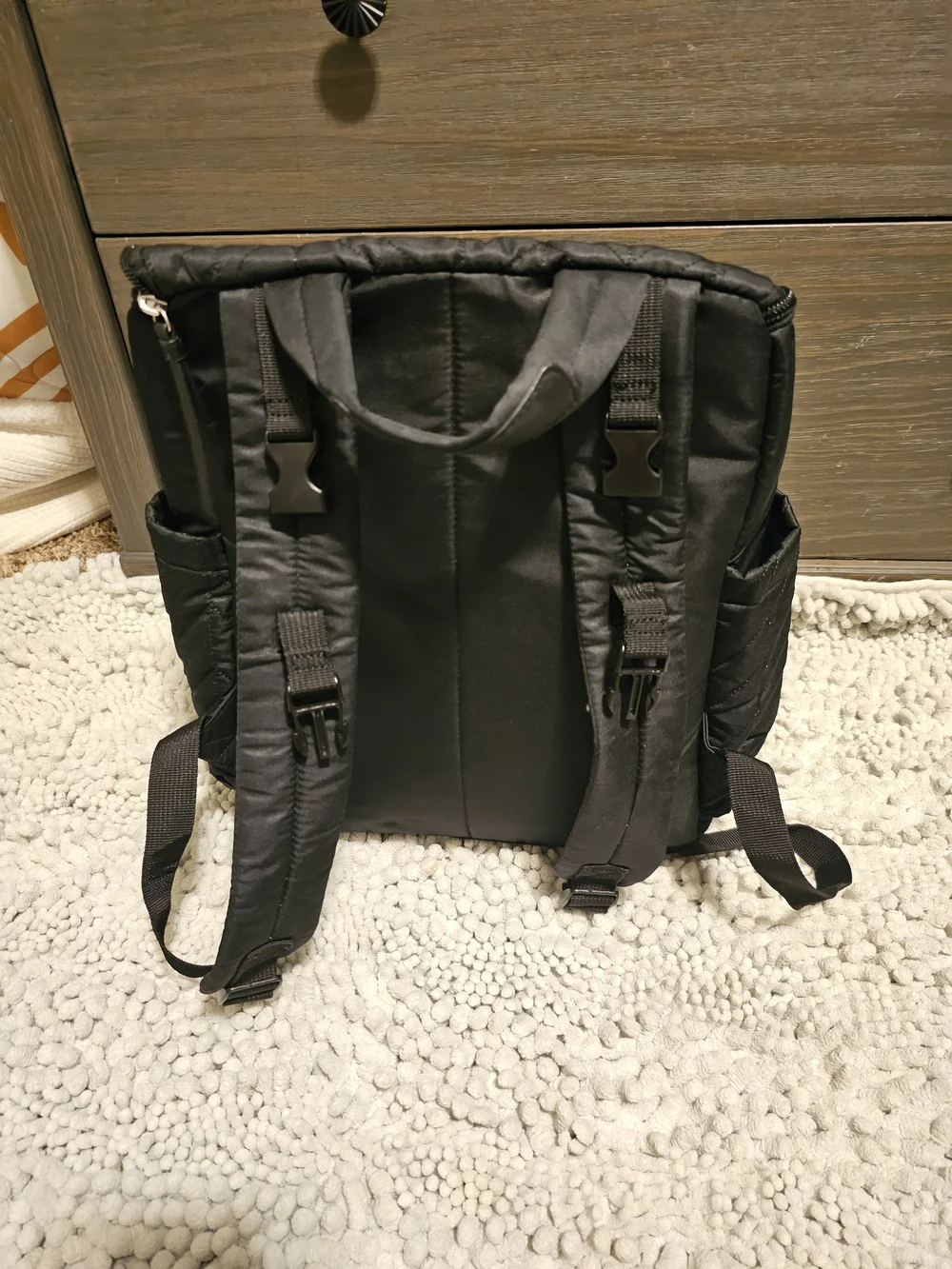 Skip Hop Black Quilted Baby Bag Backpack with Blue Interior